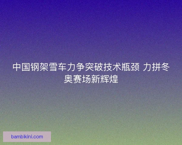 中国钢架雪车力争突破技术瓶颈 力拼冬奥赛场新辉煌