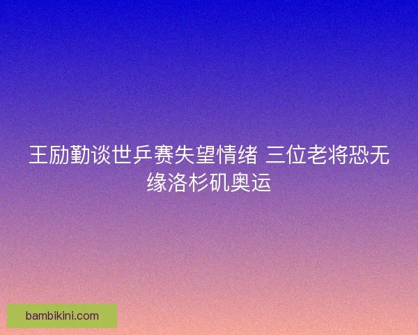 王励勤谈世乒赛失望情绪 三位老将恐无缘洛杉矶奥运