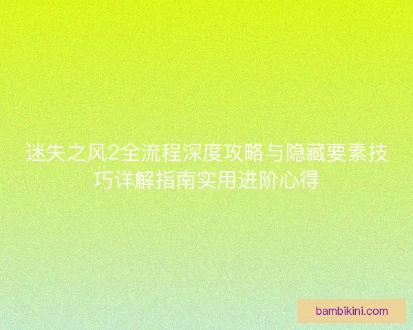 迷失之风2全流程深度攻略与隐藏要素技巧详解指南实用进阶心得 迷失之风2全流程深度攻略与隐藏要素技巧详解指南实用进阶心得